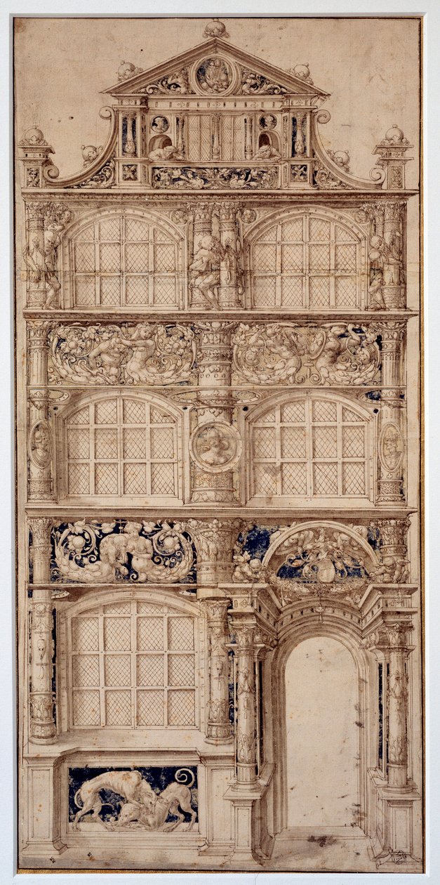 Výzdoba fasády domu od Hanse Holbeina Le Jeune (1497-1543) (Ec. All.) Rozm. 0,58 x 0,27 m Paříž. muzeum Louvre od German School