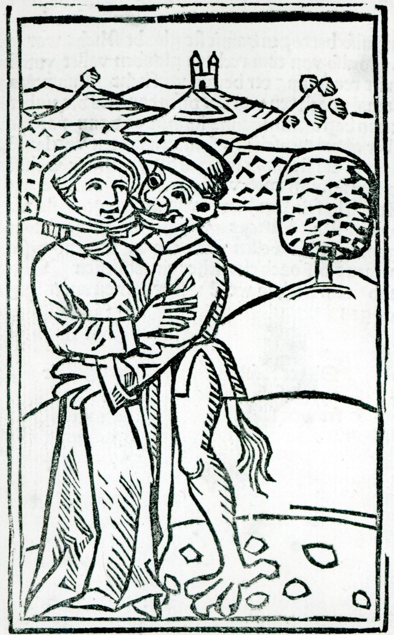 Demon Making Love to a Witch (dřevořez) od German School