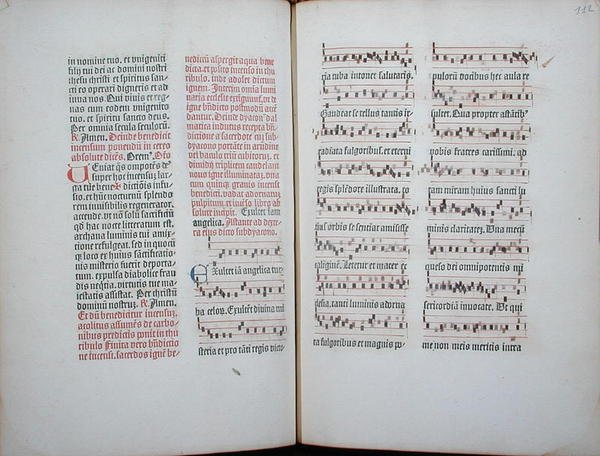 Dvoustrana s prostou písní z inkunábule, z Missale Romanum, asi 1482 (pergamen) od German School
