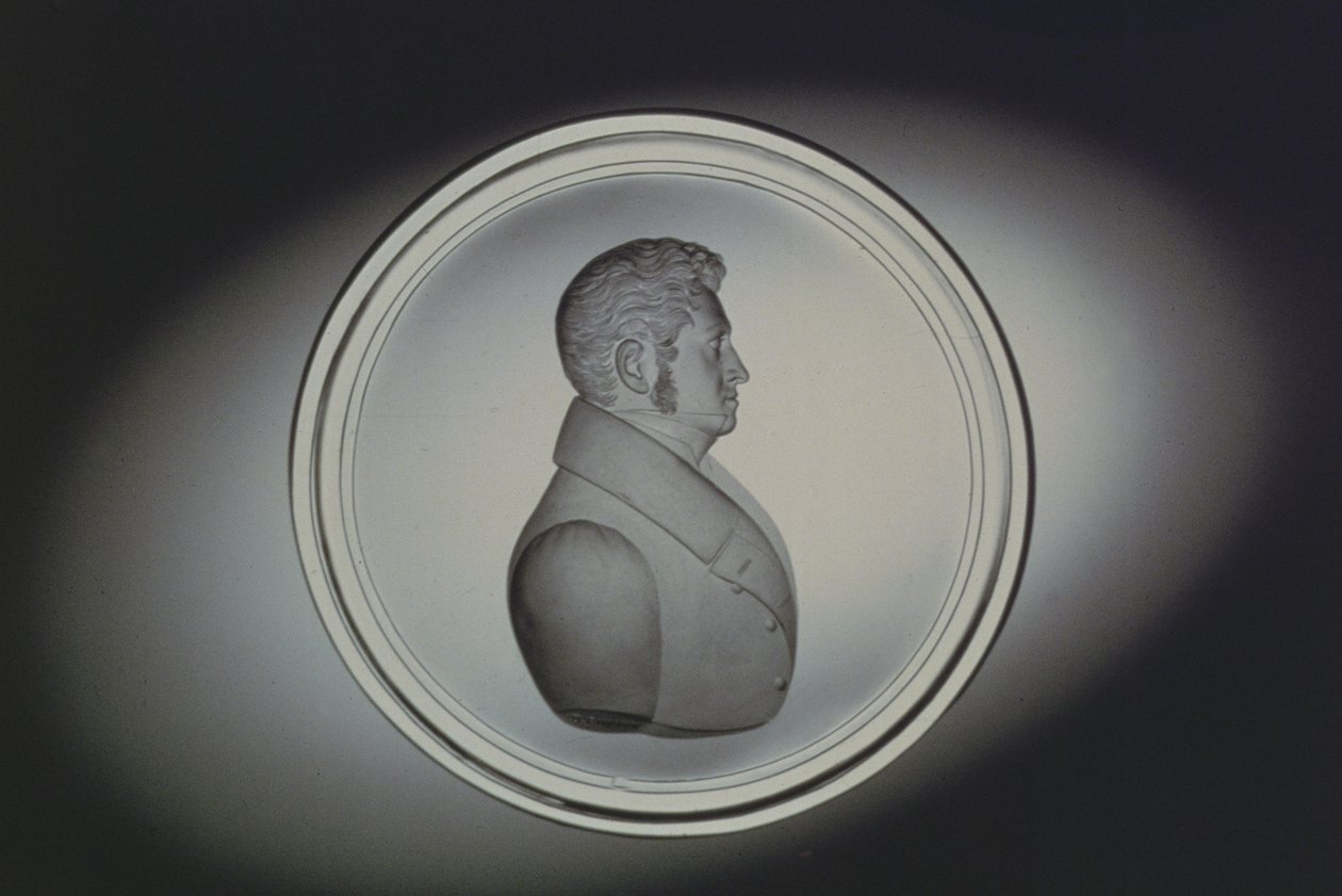 Rytý portrét Dominick Biemann, Čechy, 1834 (sklo) od German School