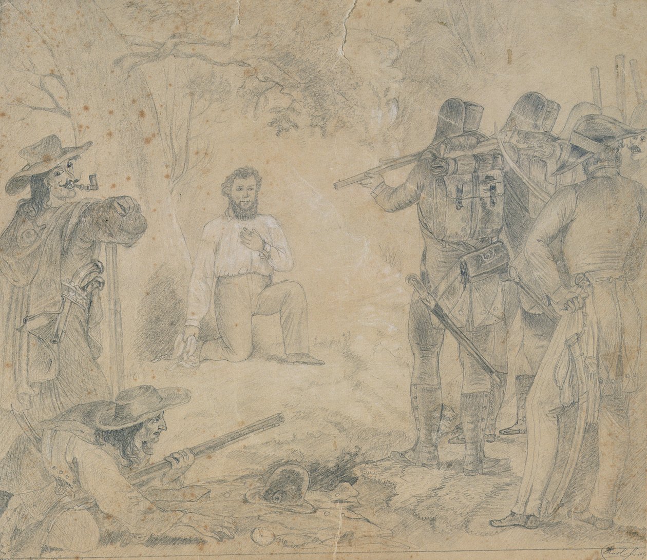 Poprava Roberta Bluma dne 9. listopadu 1848, 1862 (pastel na papíře) od German School