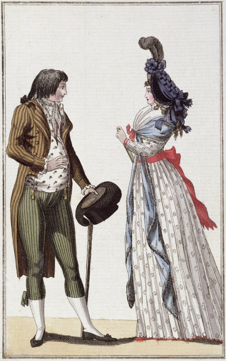 Módní pár období ředitelství (1795-99) (barevná rytina) od German School