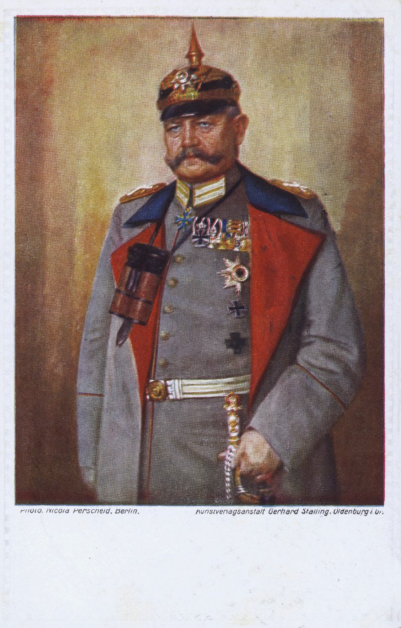 Polní maršál Paul von Hindenburg, velitel německé armády v první světové válce (barevná litografie) od German School