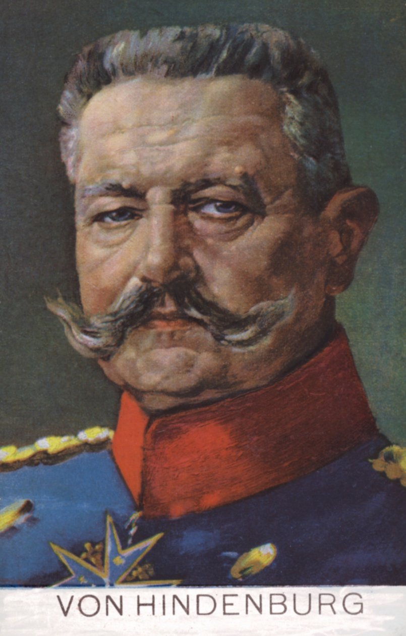 Polní maršál Paul von Hindenburg, velitel německé armády v první světové válce (barevná litografie) od German School