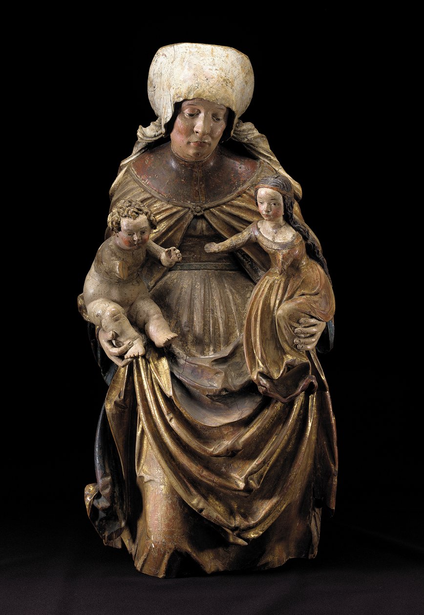 Figurální skupina Anny Selbdritt, Švábsko (polychromie a zlacené dřevo) od German School