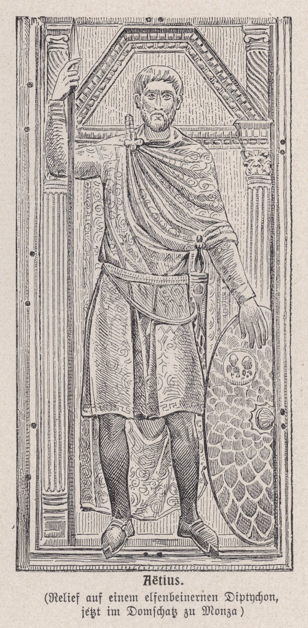 Flavius Aetius, římský generál (rytina) od German School