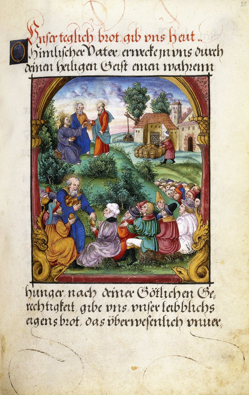 Folio 55: The Feeding of the Five Thousand, 1551 od German School