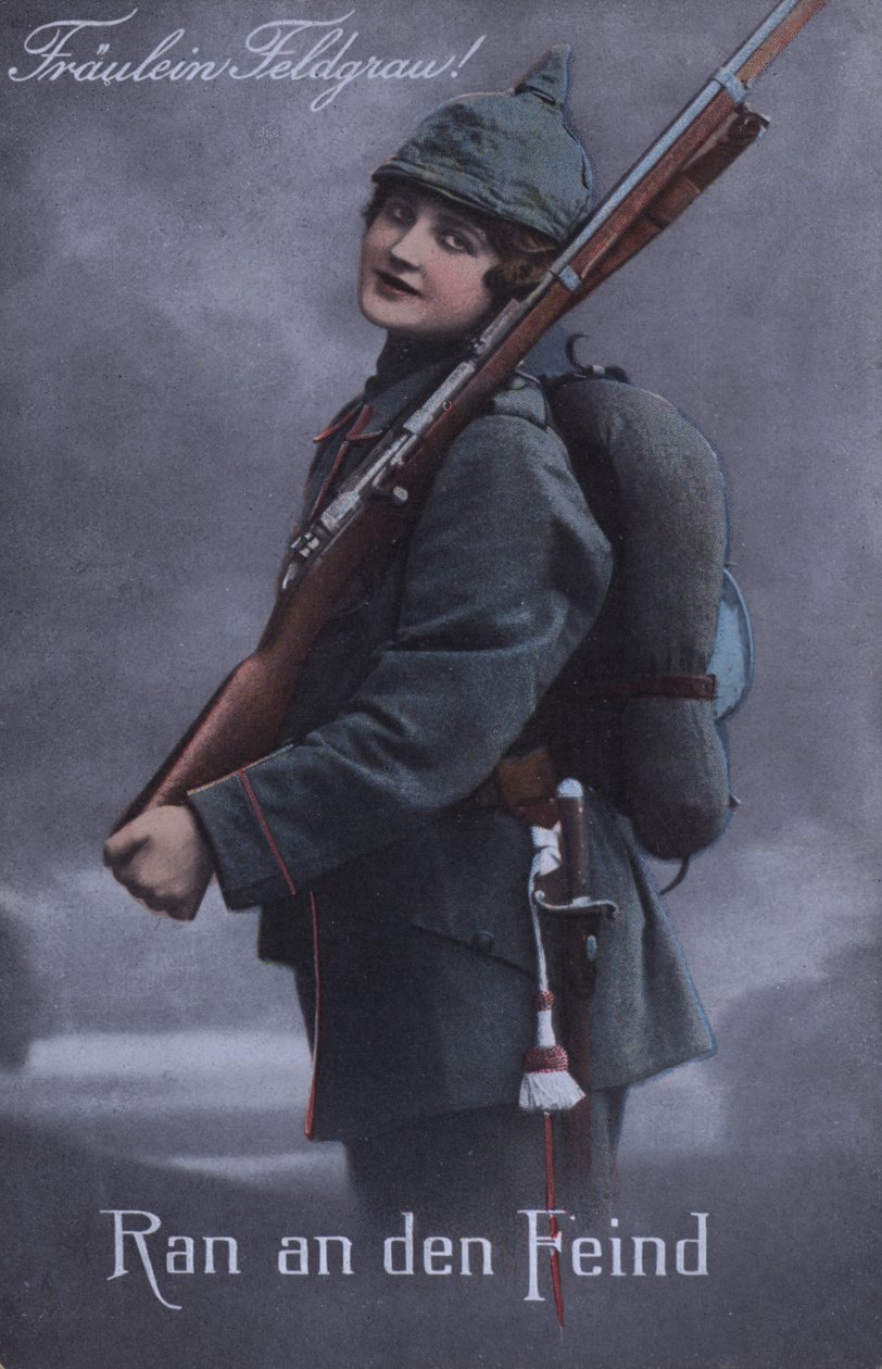 Německá dívka ve vojenské uniformě (kolorovaná fotografie) od German School