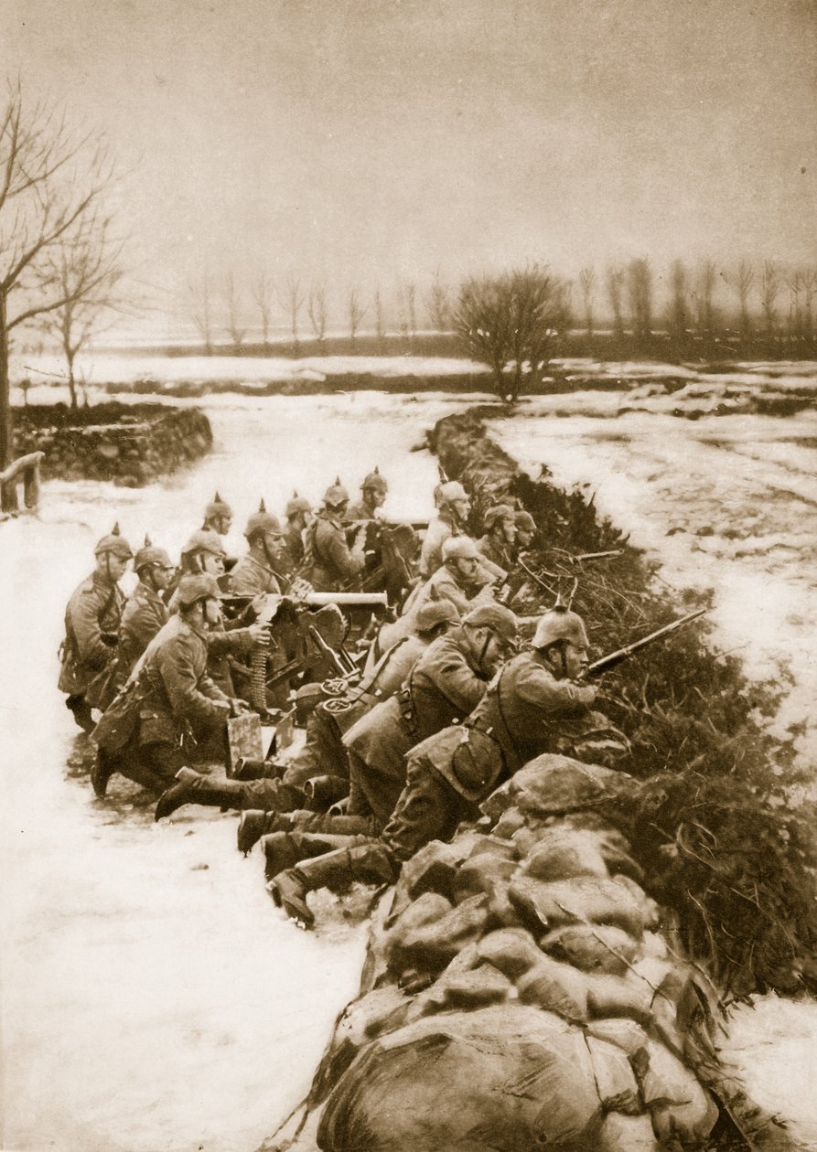 Německý kulometný oddíl držící barikádu v Polsku, 1914-19 od German School