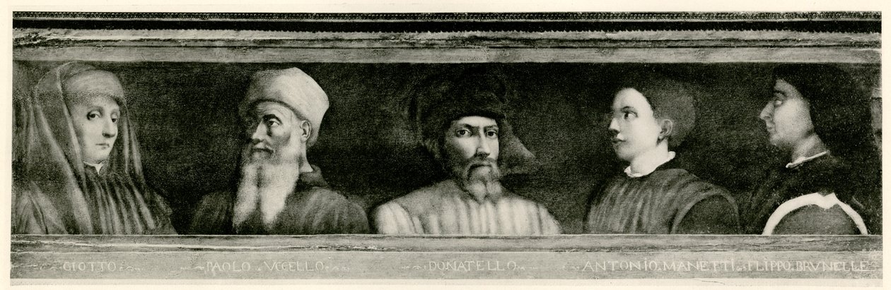Giotto di Bondone (1267 - 1337), Paolo Uccello (1397 - 1475), Donatello (1386 - 1466), Antonio Manetti (1402 - 1460), Filippo di der Brunellesco (1377 - 1466) od German School