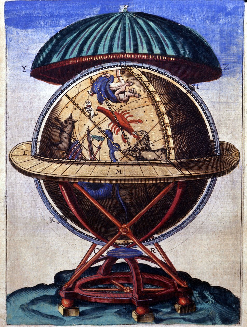Velká mosazná skupina v „stroji zavedené astronomie“ od Tycha Brahe (1546 - 1601), Wandsbecka od German School