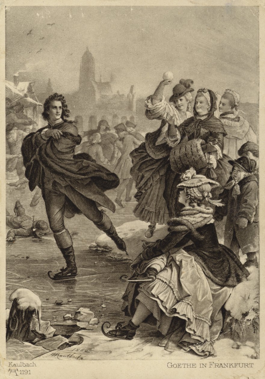 Goethe ve Frankfurtu (litografie) od German School
