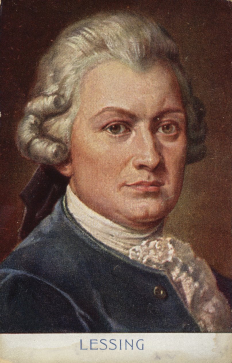 Gotthold Ephraim Lessing (1729-1781), německý spisovatel, filozof a dramatik (barevná litografie) od German School