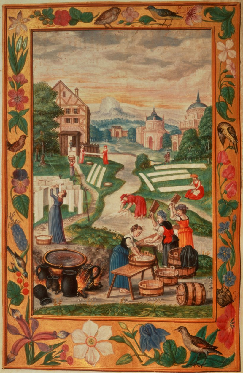 Harl 3469 f.32v Ženy zabývající se praním prádla, z 