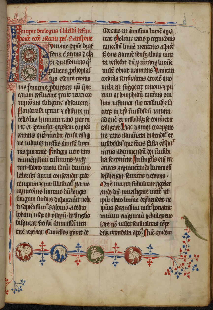 Harley 3973 f.1, obydlená iniciála 