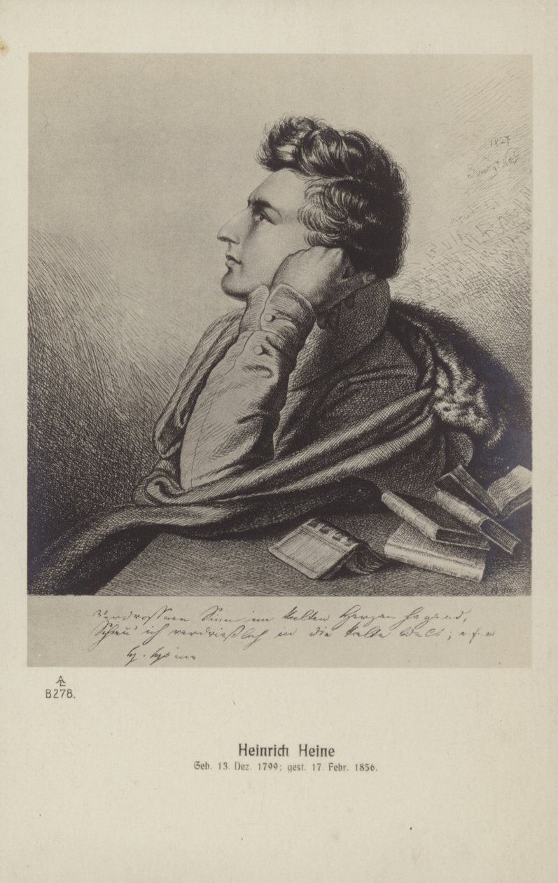 Heinrich Heine (1797-1856), německý básník (litografie) od German School