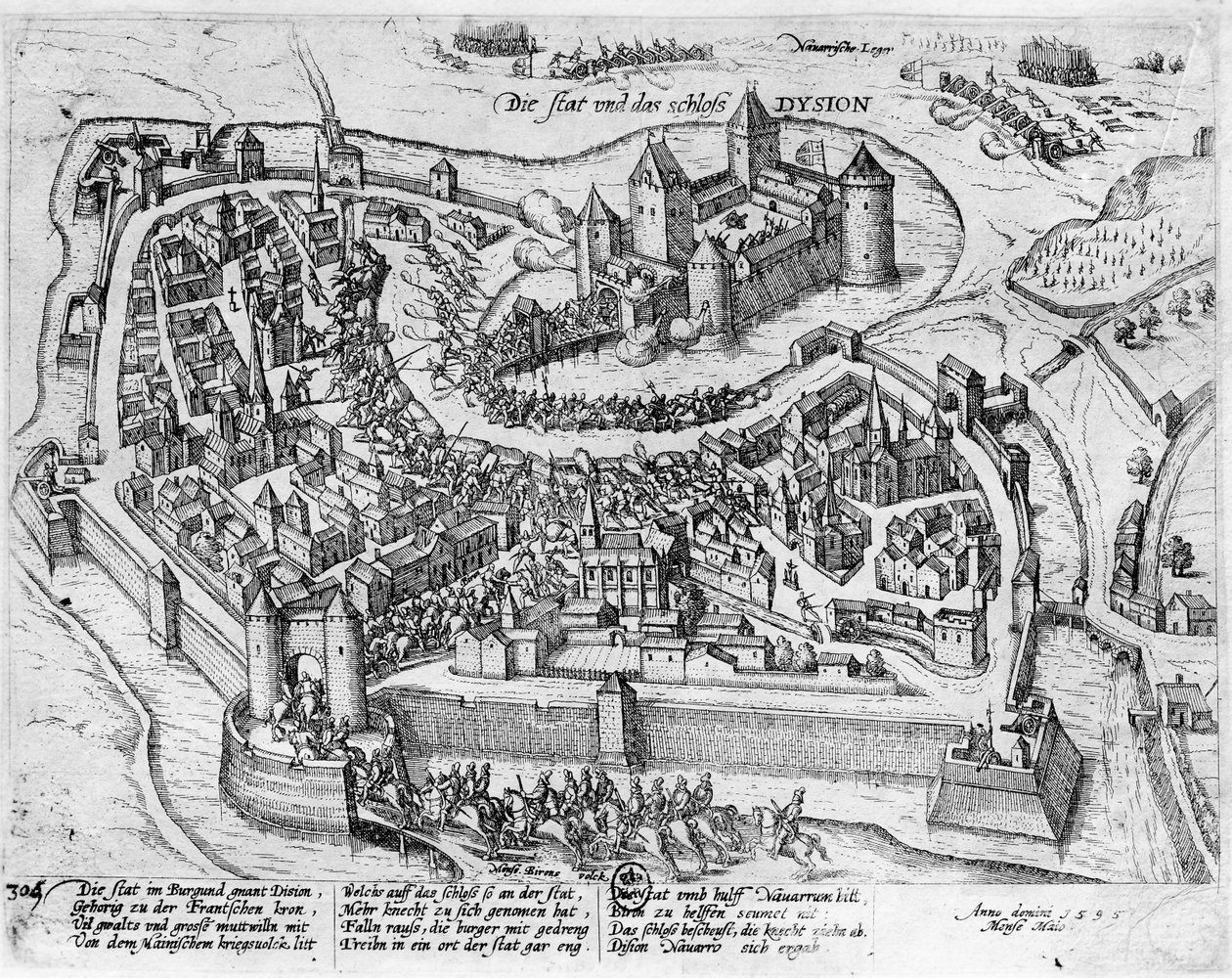 Henri IV (1553-1610) vstoupil do Dijonu po vítězství u Fontaine-Francaise nad Španělskem, 5. června 1595 od German School