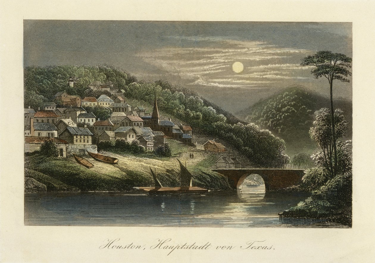 Houston, hlavní město Texasu, c. 1845-c. 1850 od German School