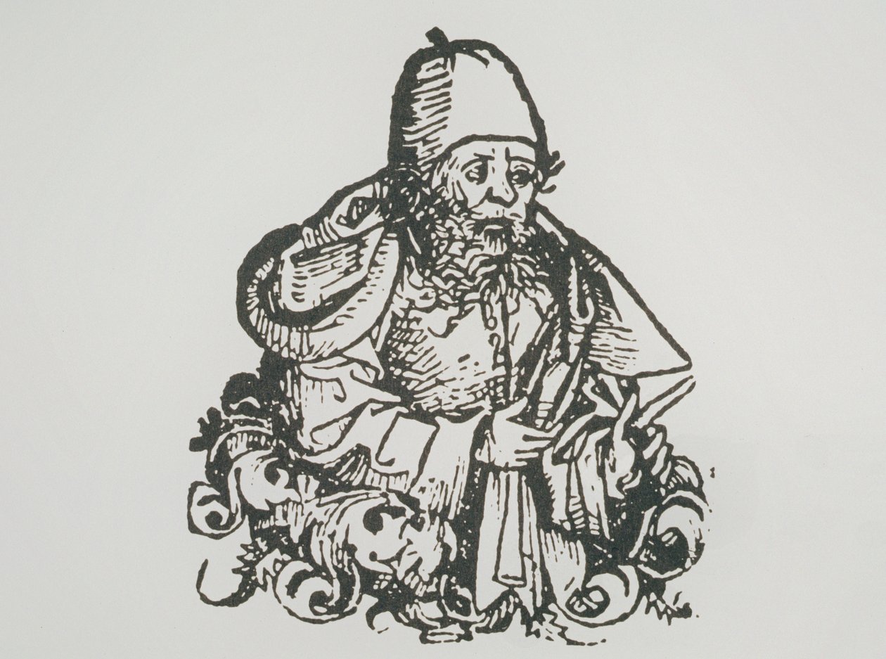 Ideální portrét Guida Bonattiho, kopie ilustrace z Liber Chronicarum od Hartmanna Schedela, 1493, použitá v Dějinách magie konce 19. století od German School