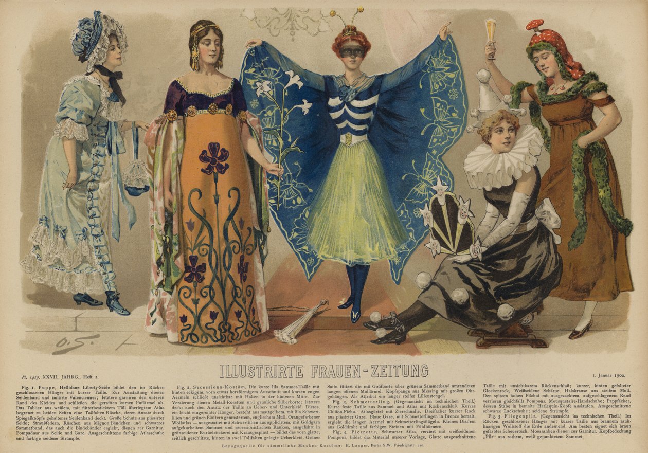 Ilustrace pro Illustrirte Frauen-Zeitung (barevná litografie) od German School