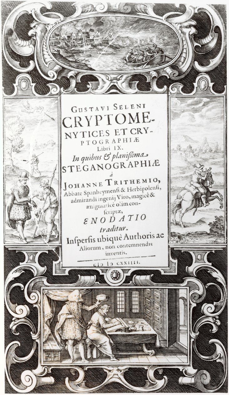 Ilustrace z knihy 9 Cryptomenysis and Cryptography od Gustava Selenuse (Augustus, vévoda z Brunswicku), 1624 od German School