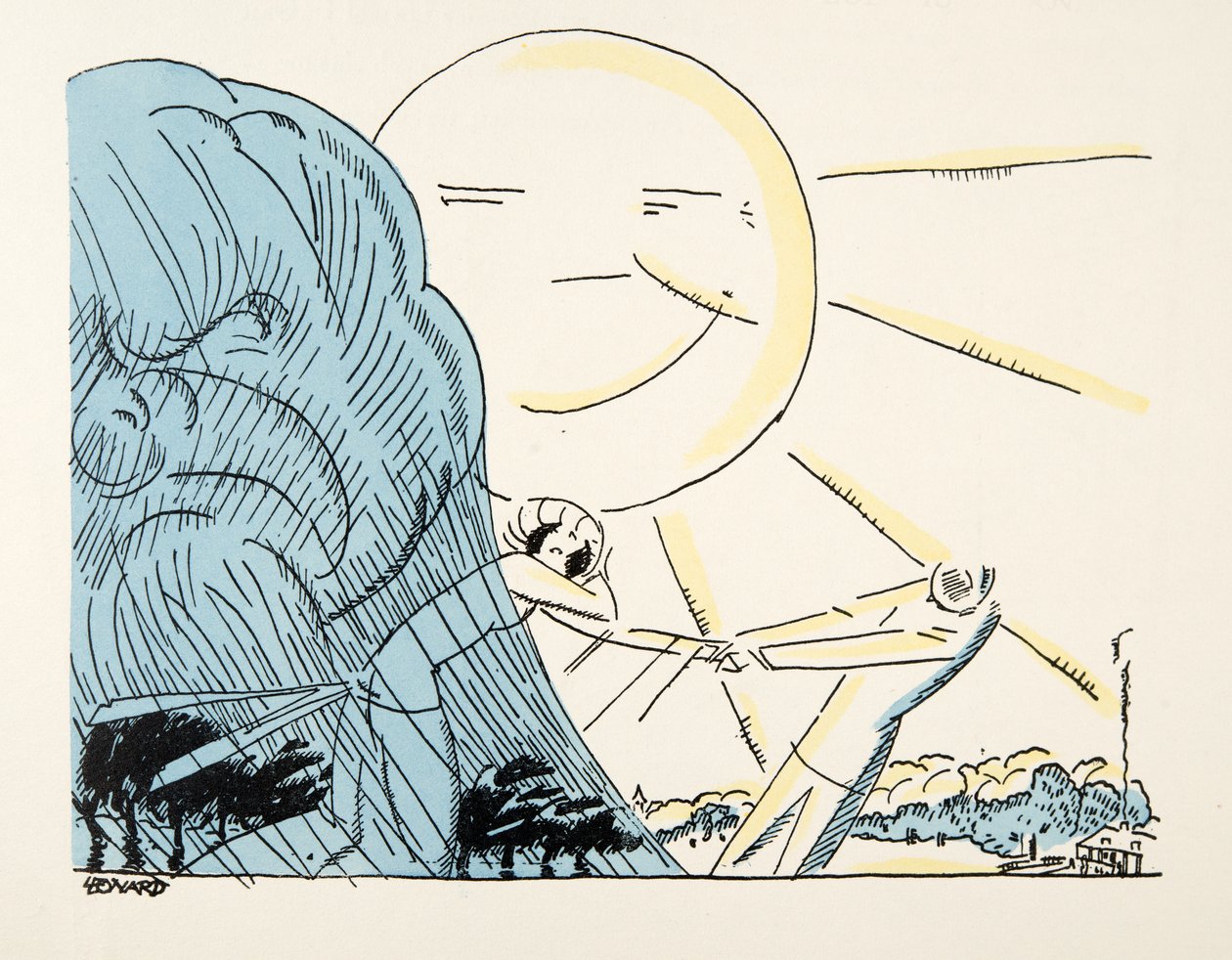 Ilustrace z časopisu Styl, vyd. 1922 (pochoárový tisk) od German School