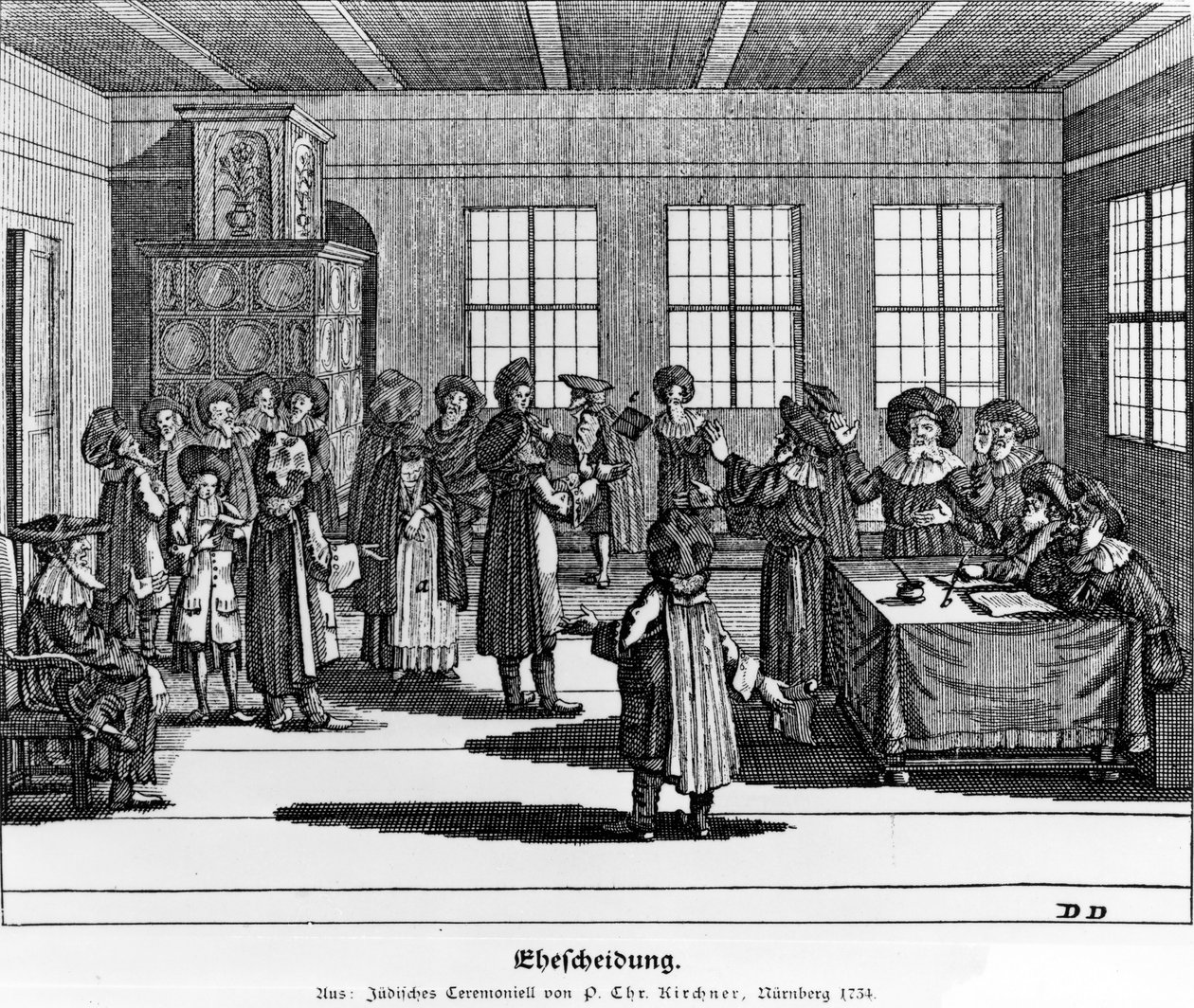 Ilustrace převzatá z židovského obřadu nebo popis těchto zvyklostí od Paula Christiana Kirchnera, 1724 od German School