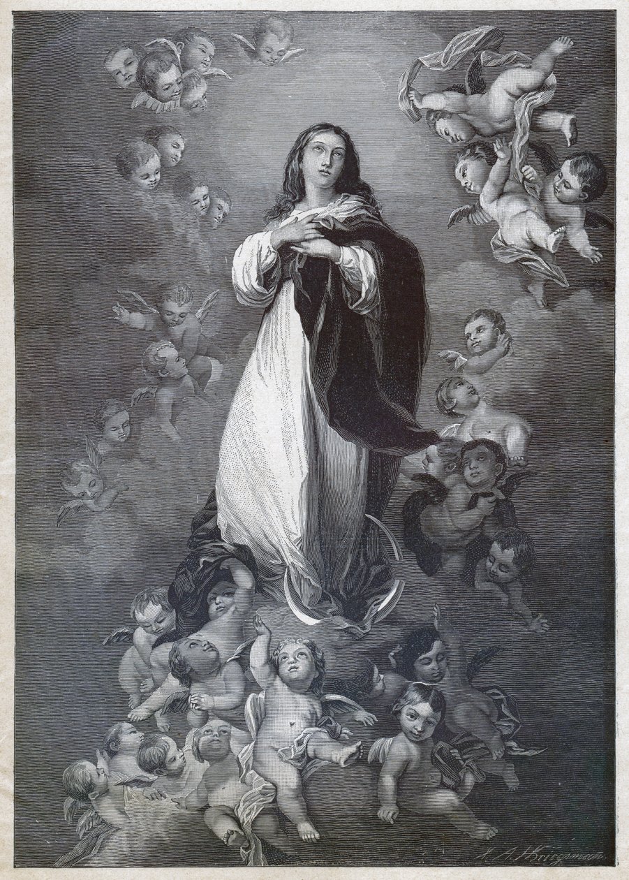 Immaculee Conception, cca 1900 (rytina) od German School