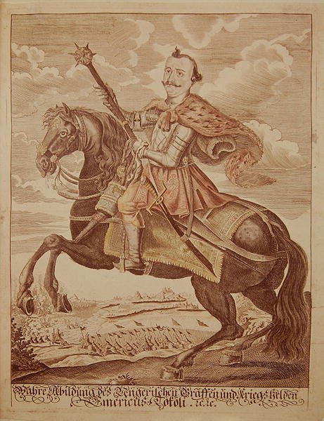 Imre Thokoly (1657-1705), princ Transylvánie (barevná rytina) od German School