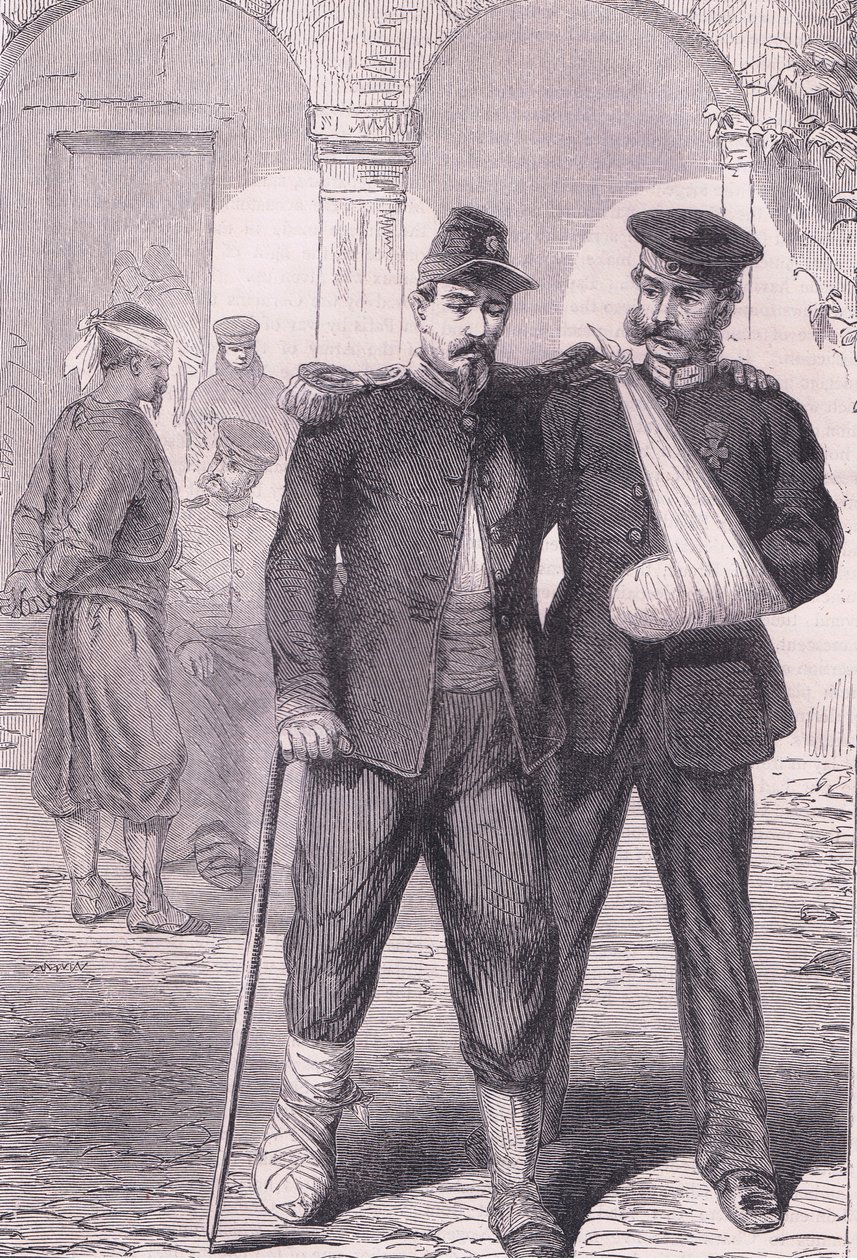 V nemocnici Cassellova historie války mezi Francií a Německem vydaná Cassell and Company Limited, kolem roku 1890 (litho) od German School