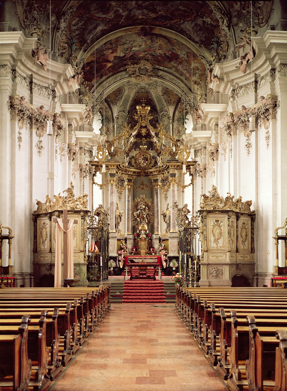 Interiér, navržený Balthasarem Neumannem (1687-1753) 1734-54 od German School