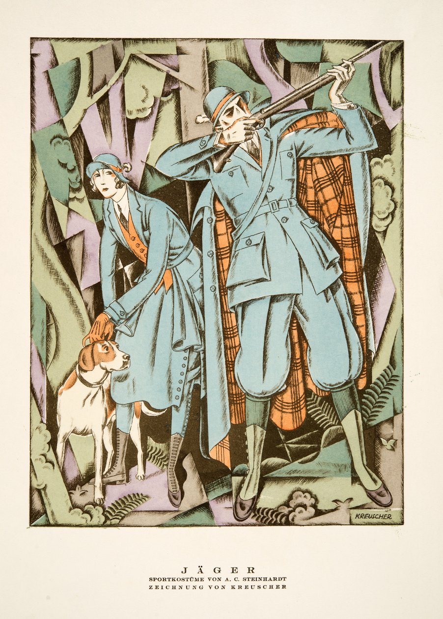 Jäger, sportovní oblečení A C Steinhardt, od Styl, pub. 1922 (pochoir print) od German School
