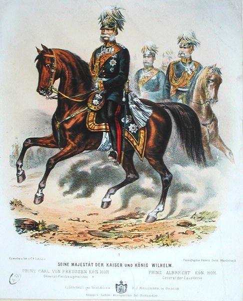 Kaiser Wilhelm I (1797-1888) na koni od German School
