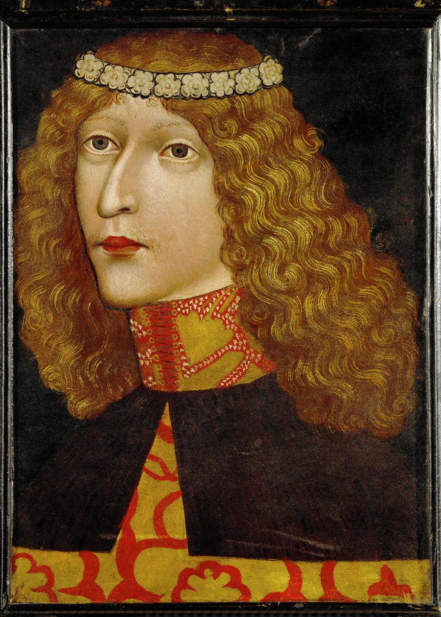 Ladislav Postumus, uherský a český král, narozen 1440, čtyři měsíce po smrti svého otce, krále Albrechta II... (pergamen na dřevě) od German School