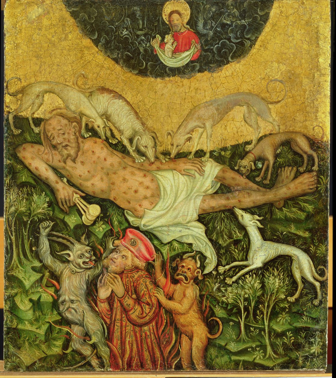 Lazarus a bohatý muž, kolem roku 1400 od German School