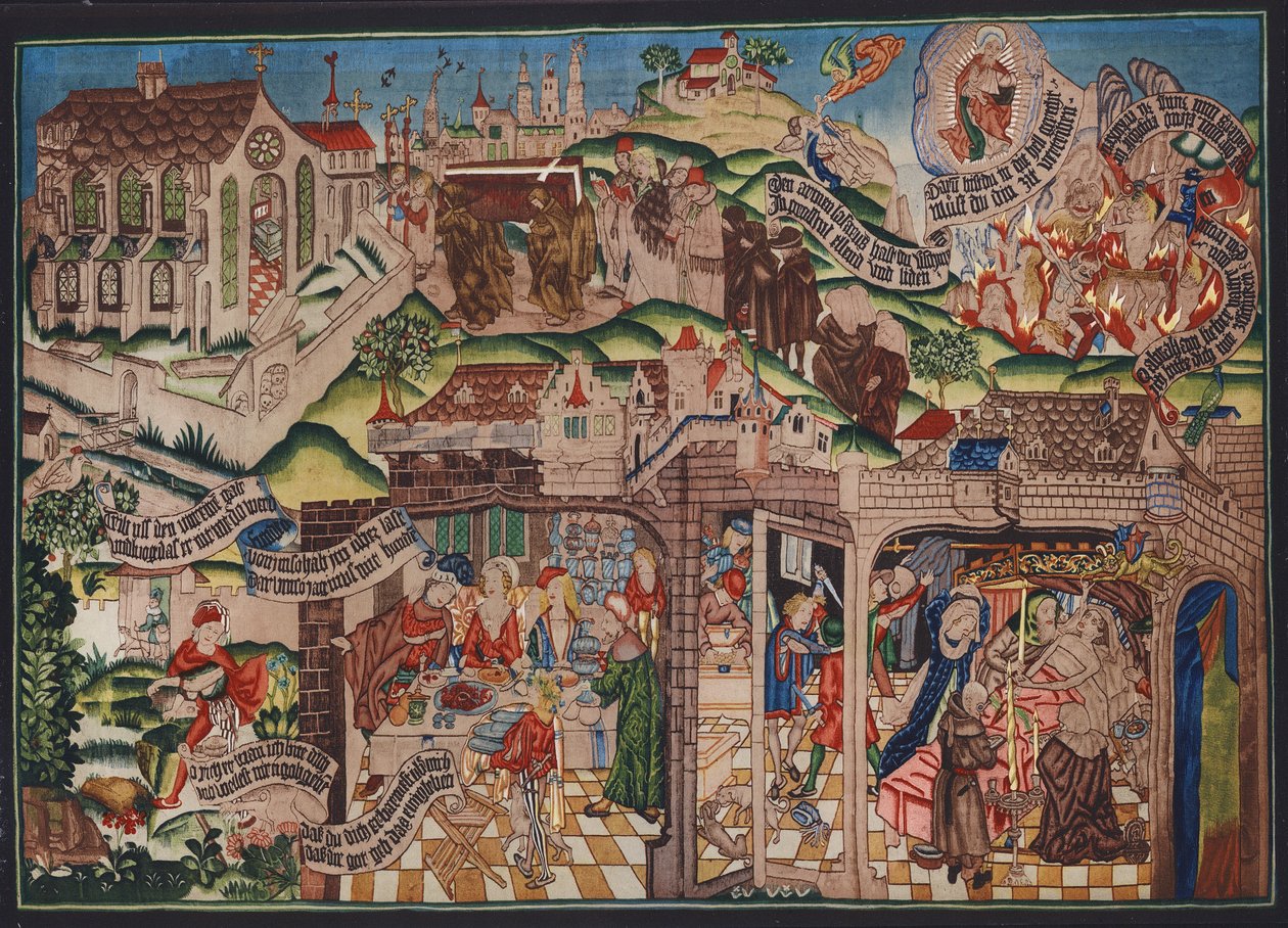 Lazarova tapiserie, Basilej, kolem roku 1500 (barevná litografie) od German School