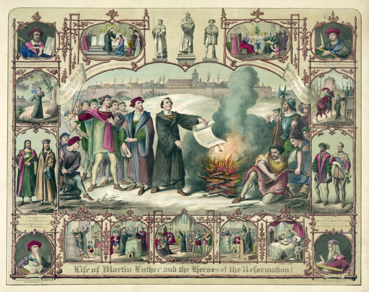 Život Martina Luthera a hrdinů reformace!, hospoda. 1874. od German School