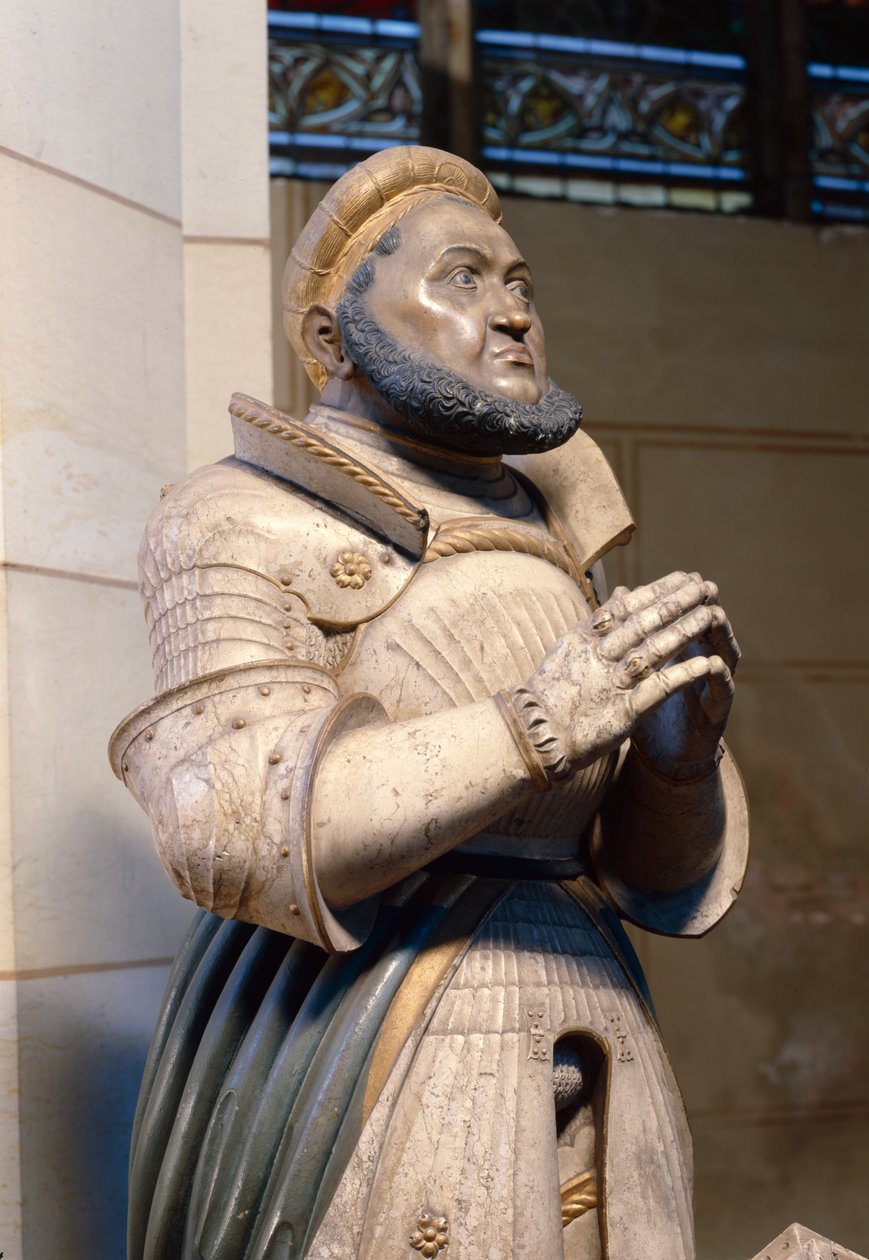 Alabastrová socha kurfiřta Fredericka Moudrého v životní velikosti v zámeckém kostele, Wittenberg, kolem 1529-21 (alabastr) od German School