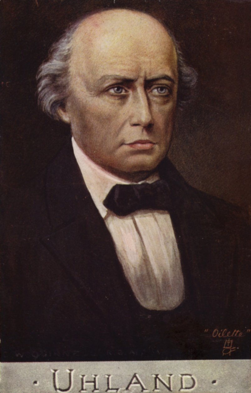 Ludwig Uhland (1787-1862), německý básník a filolog (barevná litografie) od German School