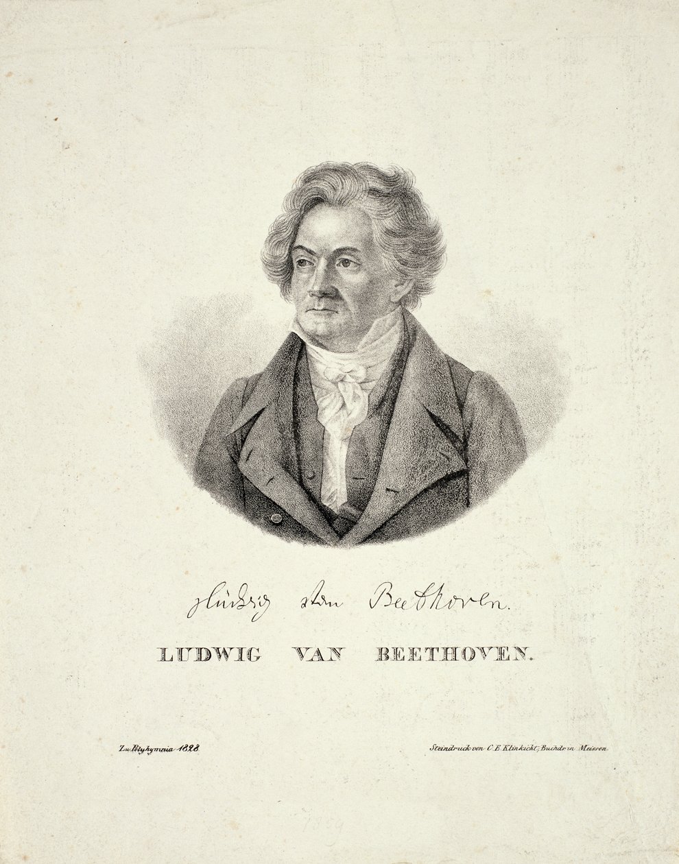 Ludwig van Beethoven (1770-1827) ryl C.F. Klinkicht od German School