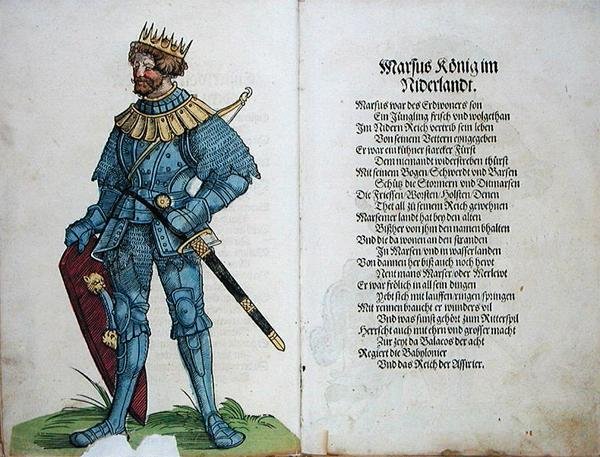 Marcus, král Nizozemska, z „Původ prvních dvanácti starých králů a princů německého národa“ od German School