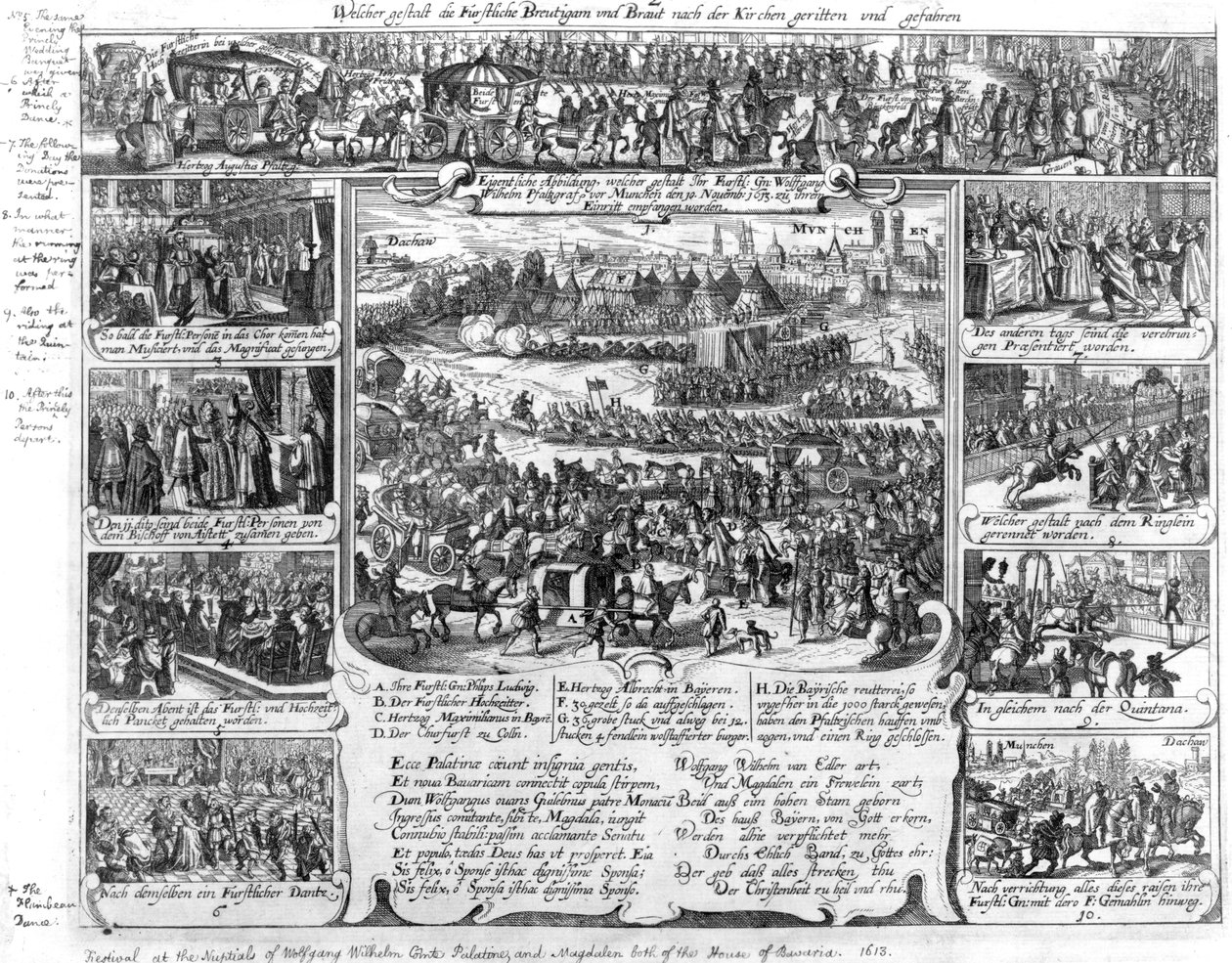 Oslavy sňatku Wolfganga Wilhelma, hraběte Palatina z Neuburgu a Magdeleny Bavorské v roce 1613 od German School