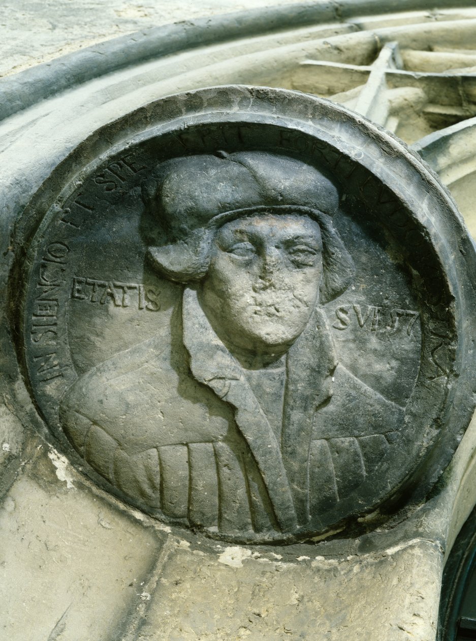 Martin Luther ve věku 57 let s Luthers Rose, C16 (reliéf) od German School