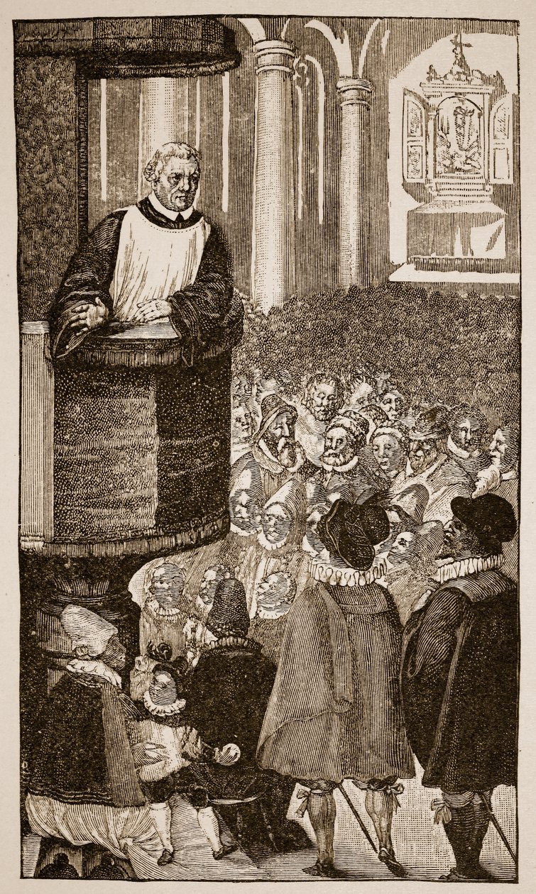 Martin Luther při kázání, asi 1517 od German School