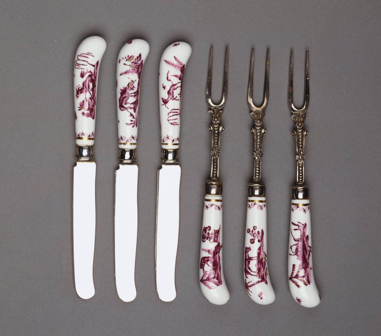 Míšeňská rukojeť nože a vidličky, cca 1735 (porcelán) od German School