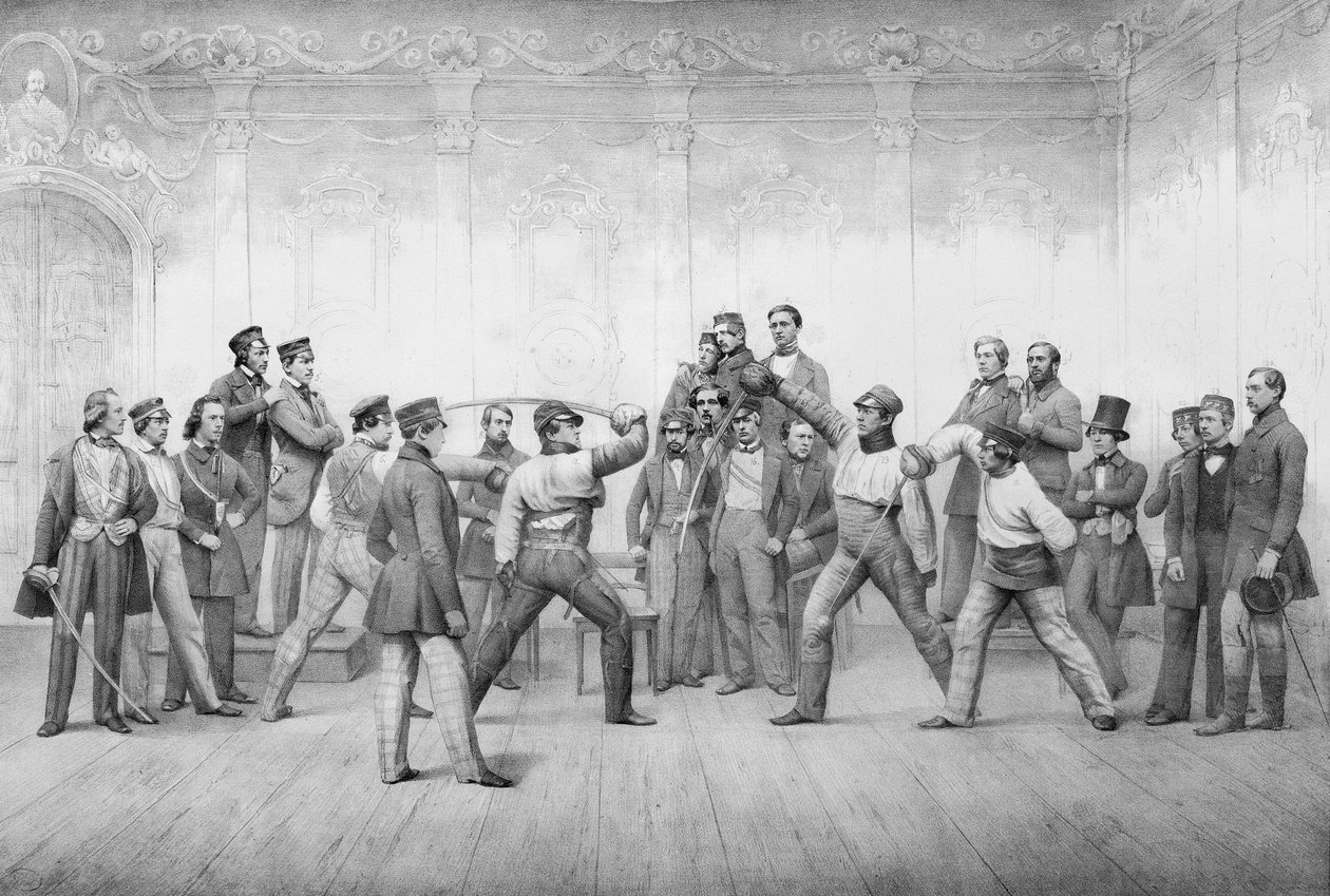 Mensuren nebo studentští členové Dueling Society v Drážďanech od German School