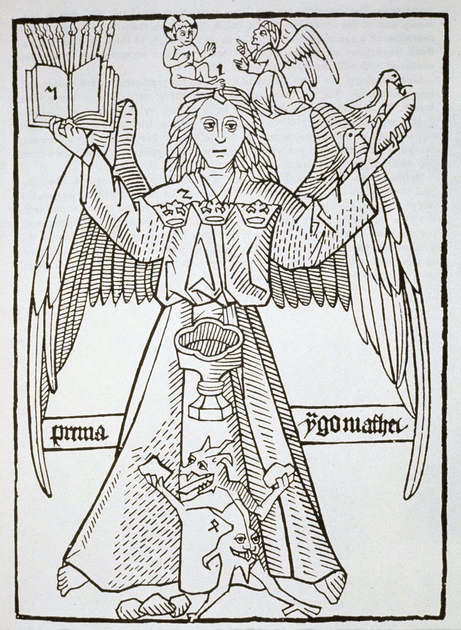 Mnemotechnická figura, z Ars Memorandi, kolem 1470, (přetištěno 1883) ilustrovaná v historii magie publikované koncem 19. století od German School