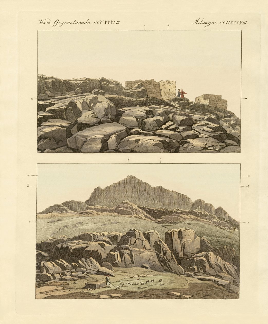 Mount Sinai (barevná rytina) od German School