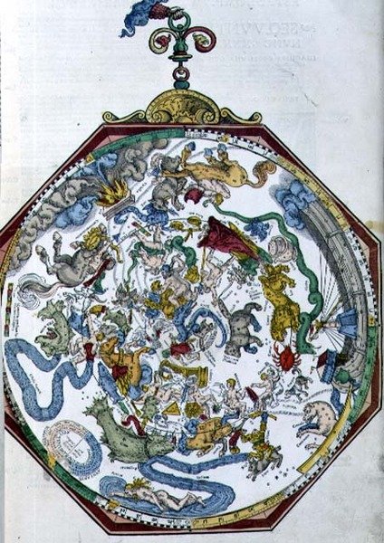 Ms 1517 Pozice souhvězdí na severní obloze, ilustrace z 