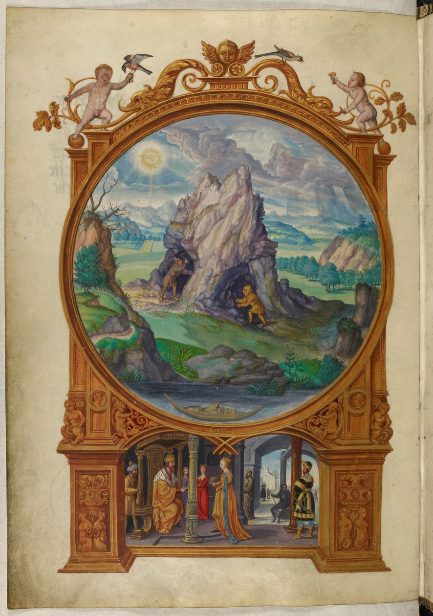 Paní Harley 3469, f.13v Alchymisté hledající zlato, První podobenství, z 